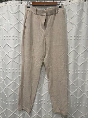 H&M Women's Beige Textured Tailored Trousers